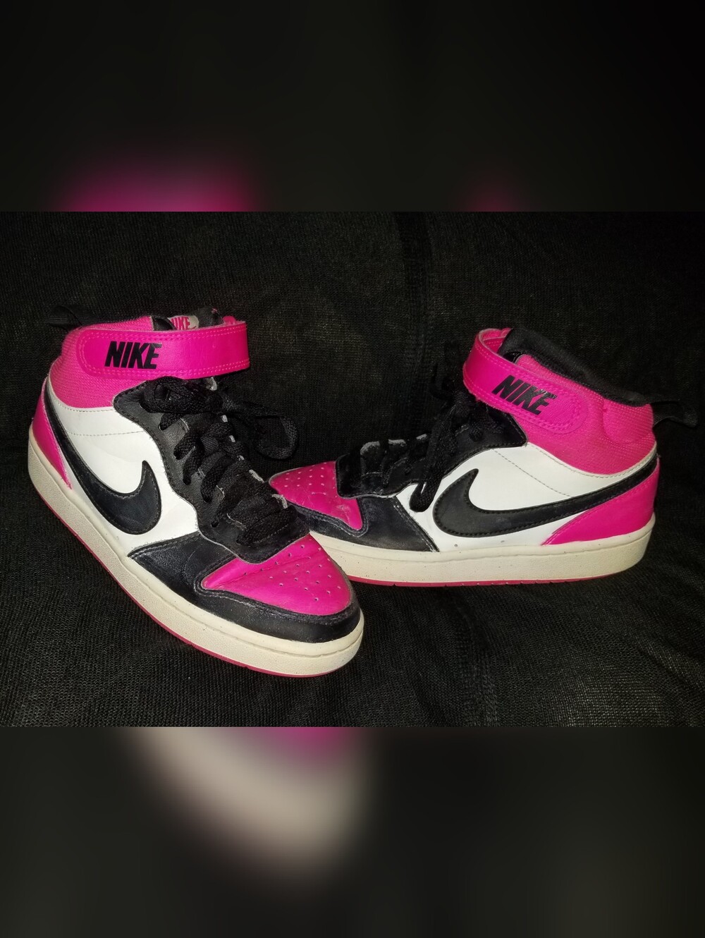 Girl's Nike Court Borough Mid 2 HV0933-100 Fierce Pink Black White 4.5Y
